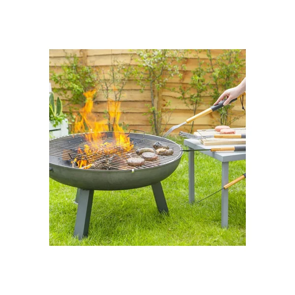 Harbour Housewares 72.5cm Fire Pit BBQ Grill - Round Metal Cooking Grill Steel Mesh for Barbecues, Cooking & Camping