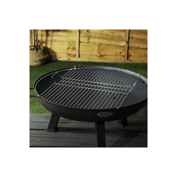 Harbour Housewares 72.5cm Fire Pit BBQ Grill - Round Metal Cooking Grill Steel Mesh for Barbecues, Cooking & Camping