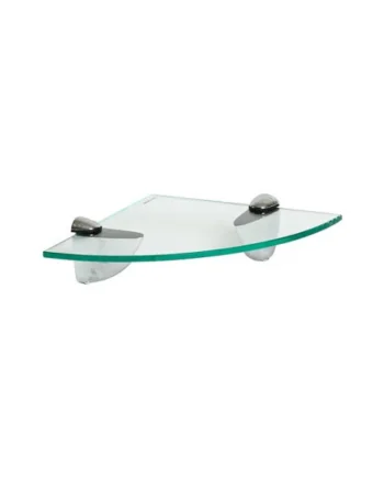 Harbour Housewares Floating Glass Corner Shelf - 20cm - Silver Brackets - Bathroom Shower Storage Vanity Display Unit Shelf