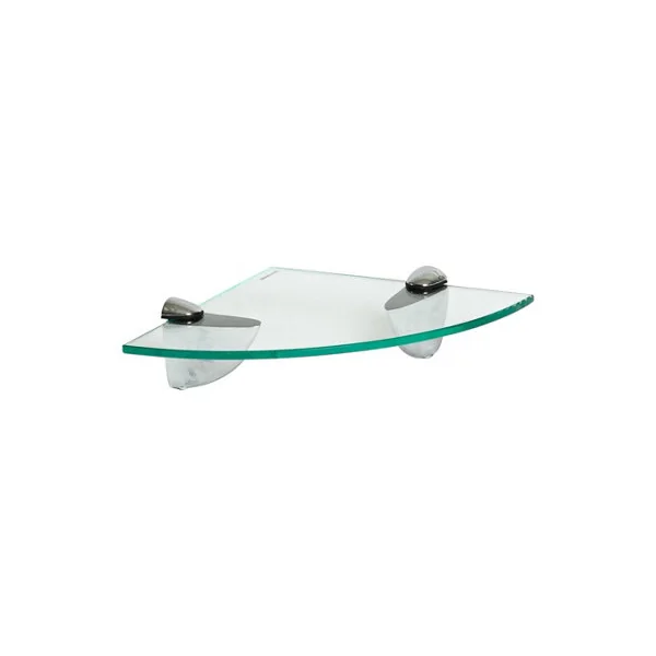 Harbour Housewares Floating Glass Corner Shelf - 20cm - Silver Brackets - Bathroom Shower Storage Vanity Display Unit Shelf