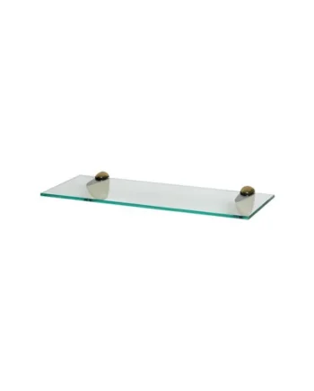 Harbour Housewares Floating Glass Shelf - 50cm - Gold Brackets - Bathroom Shower Storage Vanity Display Unit Shelf