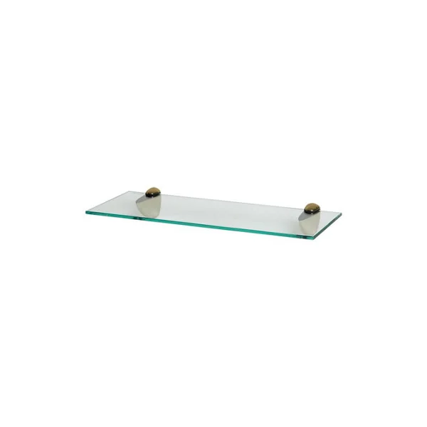 Harbour Housewares Floating Glass Shelf - 50cm - Gold Brackets - Bathroom Shower Storage Vanity Display Unit Shelf