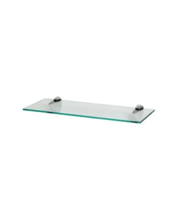 Harbour Housewares Floating Glass Shelf - 50cm - Silver Brackets - Bathroom Shower Storage Vanity Display Unit Shelf
