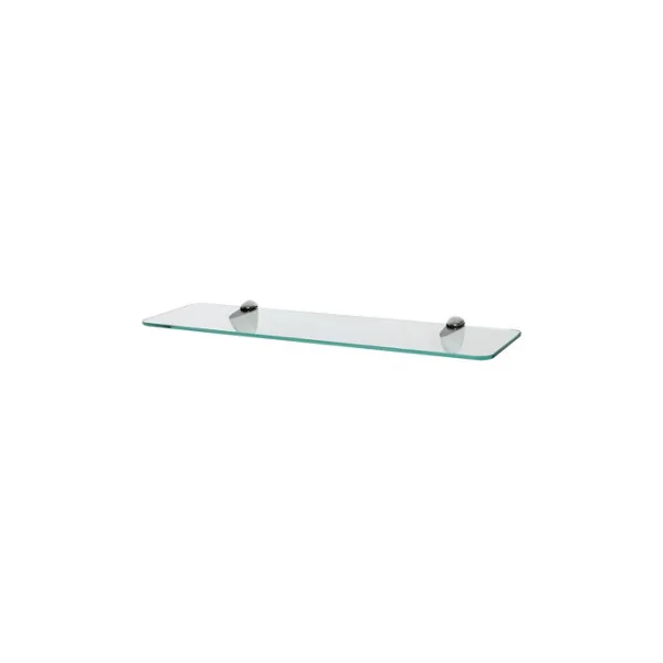 Harbour Housewares Rounded Floating Glass Shelf - 50cm - Silver Brackets - Bathroom Shower Storage Vanity Display Unit Shelf