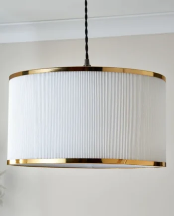 Harbour Studio Brannah White Brass effect Pleats Cylinder Light shade (D)40cm