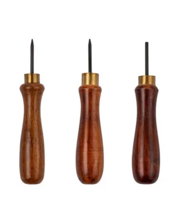 Hardys 3pc Bradawl Set - Square Point, Round Point, Chisel Point, Carbon Steel Heads and Wooden Handle - 5 inch (127mm)