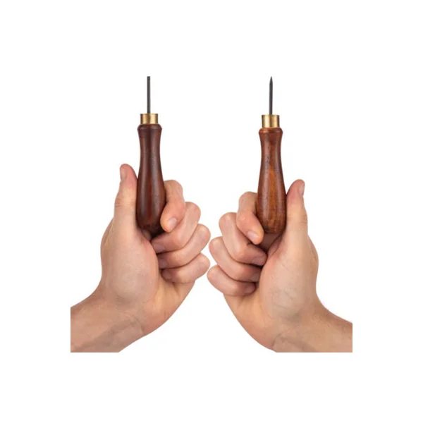Hardys 3pc Bradawl Set - Square Point, Round Point, Chisel Point, Carbon Steel Heads and Wooden Handle - 5 inch (127mm)