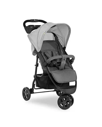 hauck Citi Neo 3, Grey - 3 Wheeled Pushchair with Raincover, Cup Holder & Tray, Lightweight (only 7.5 kg), Compact & One Hand Folding, XL Basket, from Birth up to 22 kg