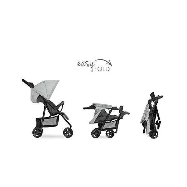hauck Citi Neo 3, Grey - 3 Wheeled Pushchair with Raincover, Cup Holder & Tray, Lightweight (only 7.5 kg), Compact & One Hand Folding, XL Basket, from Birth up to 22 kg