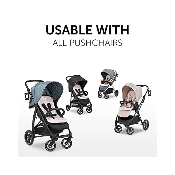 hauck Padded Pushchair Liner, Flowers Rose - Universal Fit for Most Pushchairs, Strollers & Bike Trailers, Breathable & Soft Cotton, Machine Washable