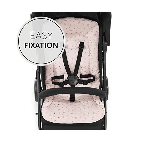 hauck Padded Pushchair Liner, Flowers Rose - Universal Fit for Most Pushchairs, Strollers & Bike Trailers, Breathable & Soft Cotton, Machine Washable