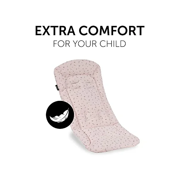 hauck Padded Pushchair Liner, Flowers Rose - Universal Fit for Most Pushchairs, Strollers & Bike Trailers, Breathable & Soft Cotton, Machine Washable