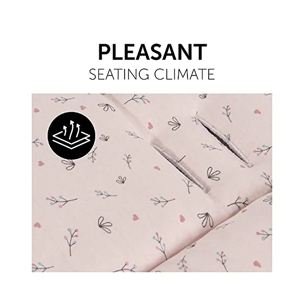 hauck Padded Pushchair Liner, Flowers Rose - Universal Fit for Most Pushchairs, Strollers & Bike Trailers, Breathable & Soft Cotton, Machine Washable