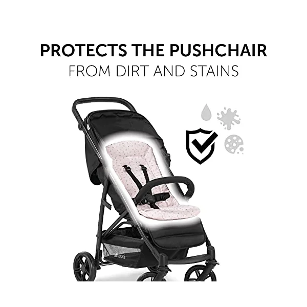 hauck Padded Pushchair Liner, Flowers Rose - Universal Fit for Most Pushchairs, Strollers & Bike Trailers, Breathable & Soft Cotton, Machine Washable