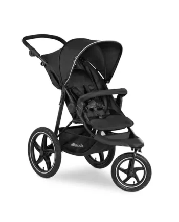 hauck Runner 2, Black - Robust All Terrain Pushchair with Raincover, XL Pneumatic Air Wheels, UPF 50+, Reclining Backrest from Birth up to 22 kg, Height-Adjustable Handle, XL Mesh Window
