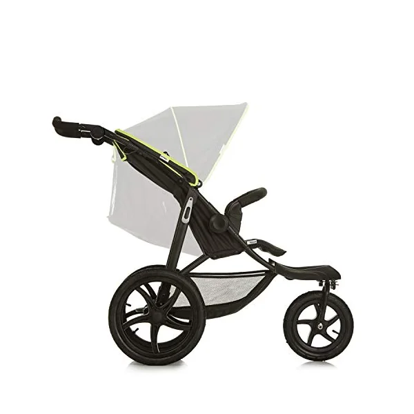 hauck Runner, Black / Neon Yellow - Robust All Terrain Pushchair with Raincover, XL Pneumatic Air Wheels, Reclining Backrest from Birth up to 22 kg, Height-Adjustable Handle, XL Mesh Window