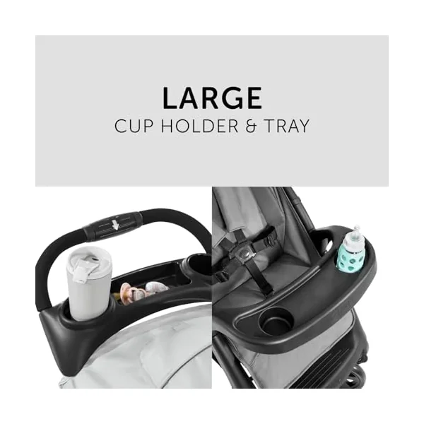hauck Shopper Neo II, Grey - Lightweight Pushchair with Snack Tray, Cup Holder & Raincover, Compact & One Hand Folding, Fully Reclining from Birth up to 22 kg