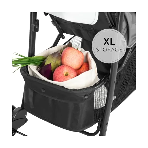 hauck Shopper Neo II, Grey - Lightweight Pushchair with Snack Tray, Cup Holder & Raincover, Compact & One Hand Folding, Fully Reclining from Birth up to 22 kg