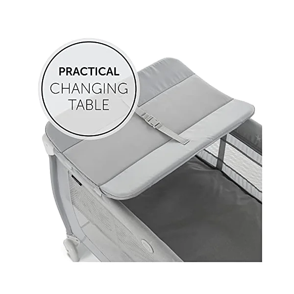 hauck Sleep N Play Center, Stars - Travel Cot Set with Changing Mat, Newborn Height, Hatch, Wheels & Travel Bag, Fast & Compact Folding, from Birth up to 15 kg, 120cm x 60cm