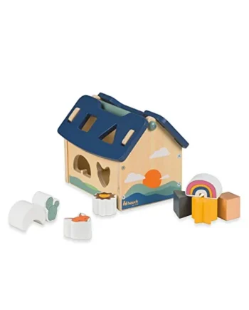 hauck Sort N Build - Baby Shape Sorter House with 8 Blocks 1+ Years, Early Development & Activity Toy Trains Motor Skills & Hand Eye Coordination, Toddler Learning Toy Made of FSC® Certified Wood