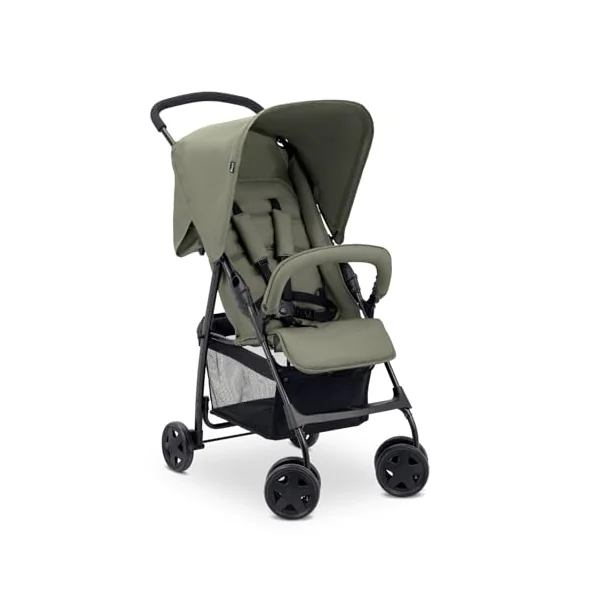 hauck Sport, Olive - Super Lightweight Travel Pushchair with Raincover (only 5.9 kg) Compact & Foldable, Fully Reclining, XL Storage Basket, from Birth up to 15 kg