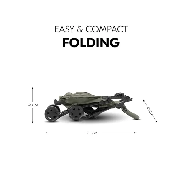 hauck Sport, Olive - Super Lightweight Travel Pushchair with Raincover (only 5.9 kg) Compact & Foldable, Fully Reclining, XL Storage Basket, from Birth up to 15 kg