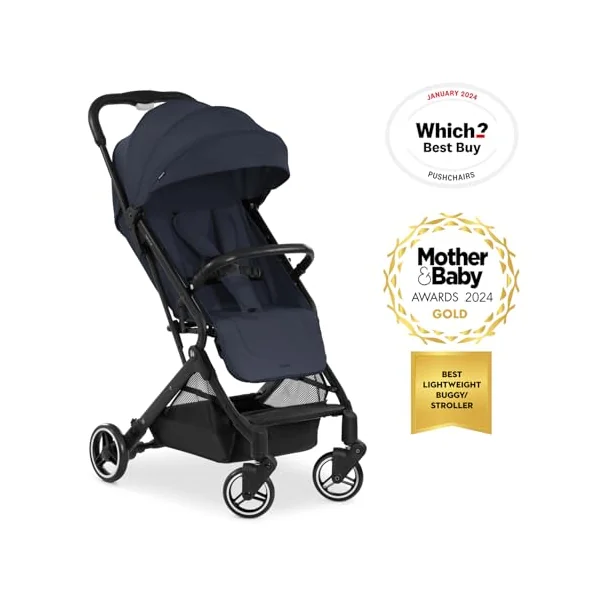 hauck Travel N Care, Dark Navy Blue - GOLD WINNER Mother & Baby Awards 2024, Lightweight Travel Pushchair with Raincover, Suspension, Compact & Foldable, UPF 50+ Fully Reclining from Birth up to 22 kg
