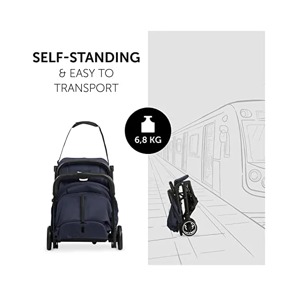 hauck Travel N Care, Dark Navy Blue - GOLD WINNER Mother & Baby Awards 2024, Lightweight Travel Pushchair with Raincover, Suspension, Compact & Foldable, UPF 50+ Fully Reclining from Birth up to 22 kg