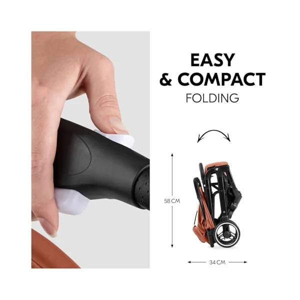 hauck Travel N Care Plus, Cork - Lightweight Travel Pushchair with Raincover, Head Cushion Suspension, Compact & Foldable, UPF 50+, Fully Reclining from Birth up to 22 kg