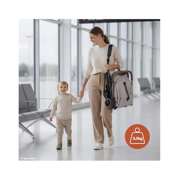 hauck Ultra Light Carbon Pushchair Cabin Approved, Lite N Care Dark Olive | 5.5 kg German Design Award 2026, One-Hand Fold, Rain Cover, Travel Stroller with Carry Strap, XL UPF 50+ Hood, Birth to 22 kg