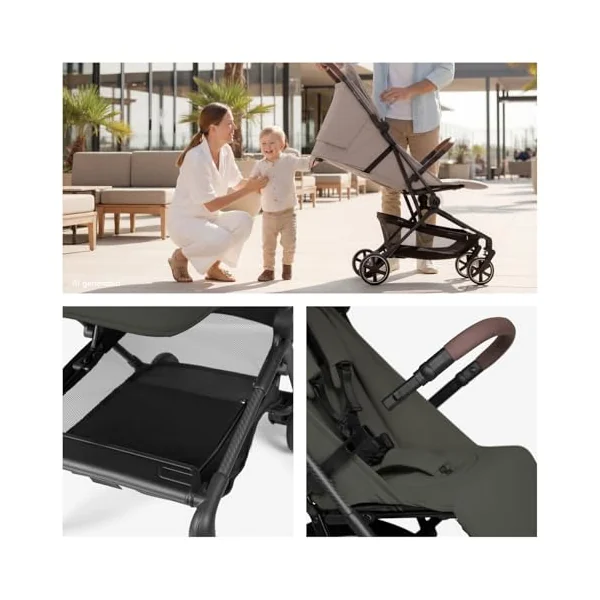 hauck Ultra Light Carbon Pushchair Cabin Approved, Lite N Care Dark Olive | 5.5 kg German Design Award 2026, One-Hand Fold, Rain Cover, Travel Stroller with Carry Strap, XL UPF 50+ Hood, Birth to 22 kg