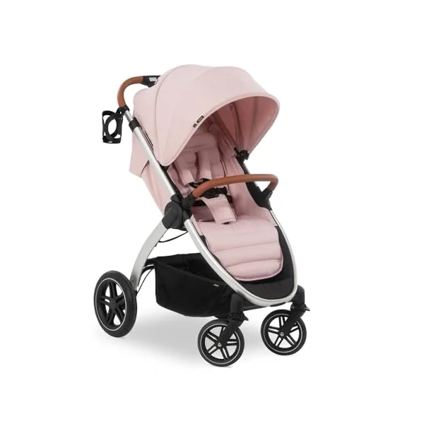 hauck Uptown, Melange Rose - Pushchair with Large Seat, Rubber Wheels, Suspension Raincover & Cup Holder, Height-Adjustable, Easy & Compact Folding, Fully Reclining from Birth up to 22 kg