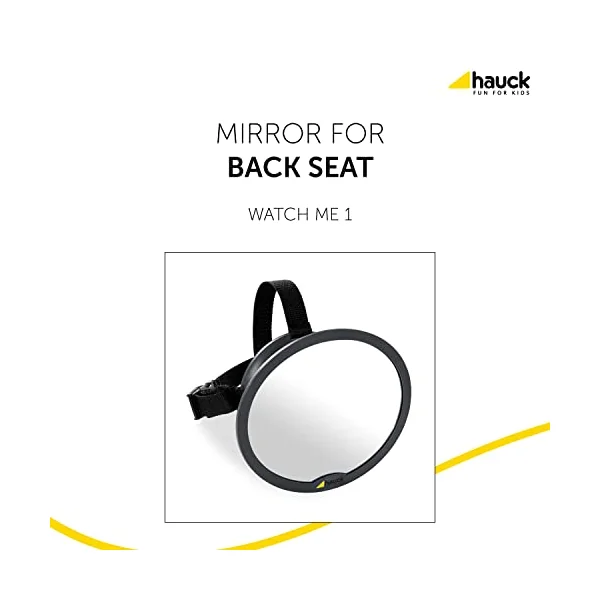 Hauck Watch Me 1 Baby Car Mirror for Back Seat, Rear View Baby Car Seat Mirror to See Rear Facing Infants and Babies, 21 x 19 cm