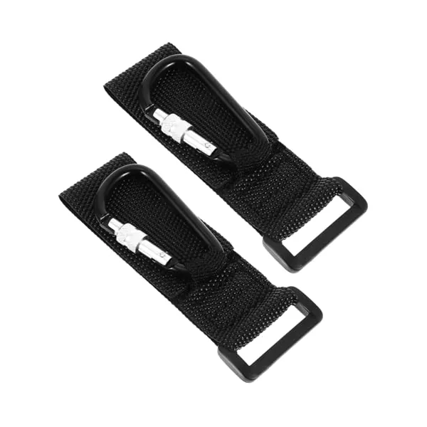 Healvian 2 Pcs Pram Hook Sturdy Pram Clips with Pu Strap and Aluminum Alloy, Black, Heavy-Duty for Bags and Keys, for Crib and Traction Belt, Shopping Use