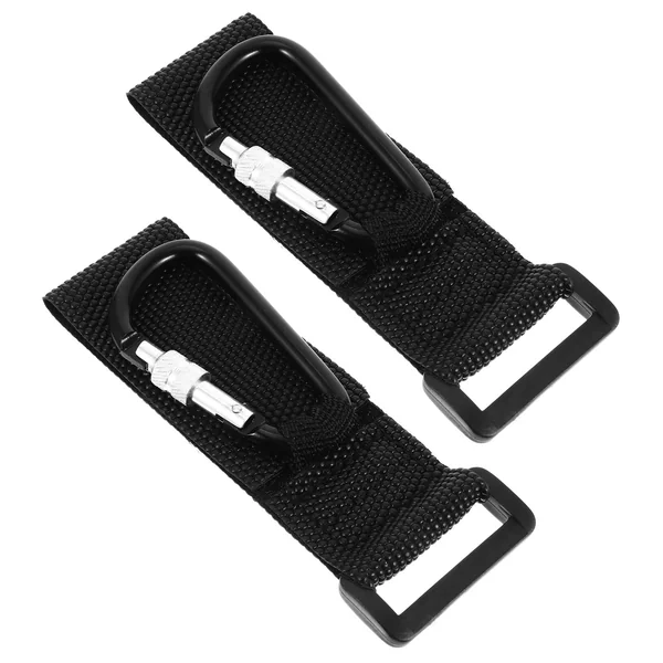 Healvian 2 Pcs Pram Hook Sturdy Pram Clips with Pu Strap and Aluminum Alloy, Black, Heavy-Duty for Bags and Keys, for Crib and Traction Belt, Shopping Use
