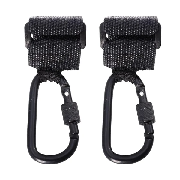 Healvian 2pcs Stroller Hanger Hooks Pu Alloy for Shopping Cart Handles | Black Finish, Supports Grocery Bags to 30kg Each, Fits Stroller Handles for Shopping Random Color