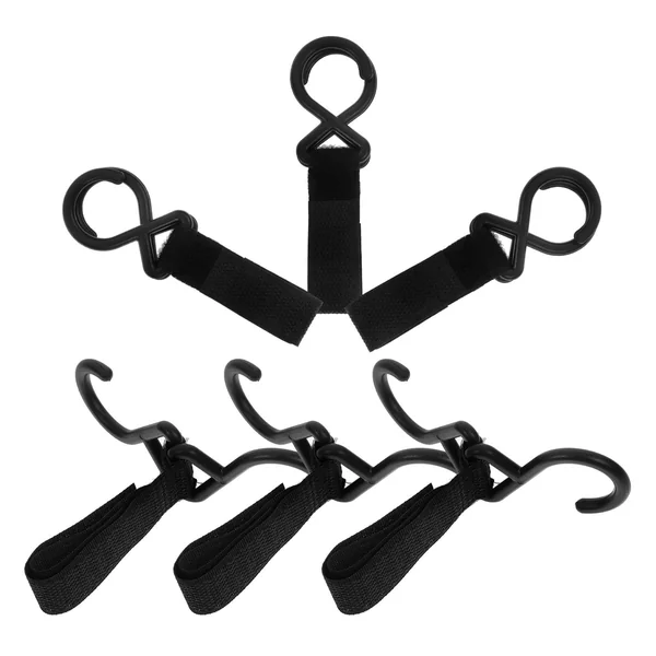 Healvian 6pcs Universal Black Nylon Stroller Hooks for Diaper Bag with Sturdy and Safe Practical Design, Multi-Purpose Hanging Bag Hooks Suitable for Stroller and Travel Use
