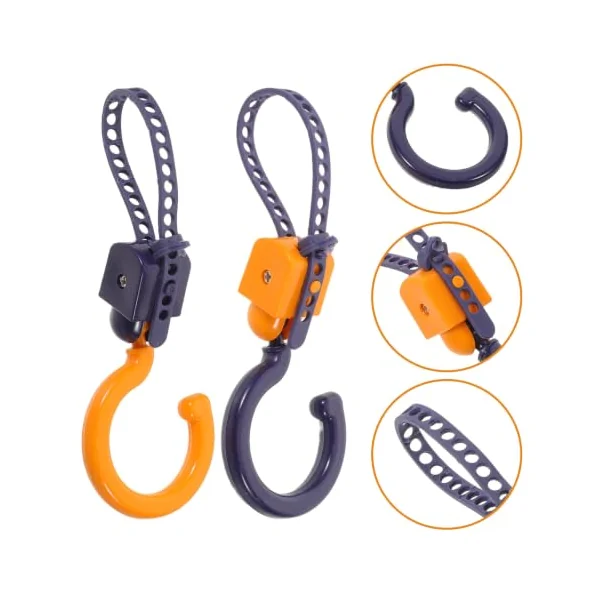 Healvian Accessory Swivel Silicone and Design Padding Degree Nonslip 8pcs Multipurpose Hooks with 360 Adjustable Abs Stroller Pram Hooks for Bags and Cup Holders, for Crowded Malls