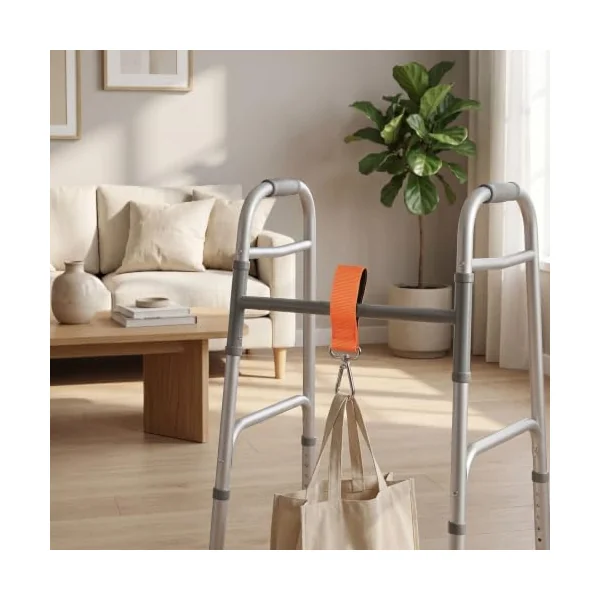 Healvian Stroller for Metal Heavy-Duty Thickened 2pcs Arm Hooks and Antislip Silicone Pad, Space-Saving Nylon and Polyester Straps Use Pram and Wheelchair Shopping and Mobility Aids