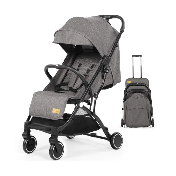 Hello-5ive Baby Stroller, Lightweight Compact Foldable Baby Pushchair with Rain Cover, Mosquito Net, Five-Point Harness, Adjustable Seat, Travel Buggy Pram from Birth 0-3 Years (Dark Grey)