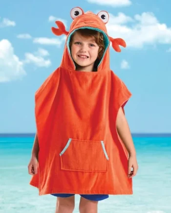 Hello Summer Kids Crab Hooded Poncho