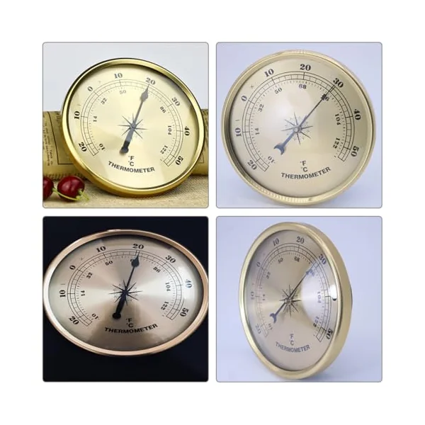 Hemobllo Golden Metal Outdoor with Embedded Dial Display, Lightweight and Easy to Install Temperature Gauge for Garden and Baby Room Use, Sturdy Weather Resistant Design
