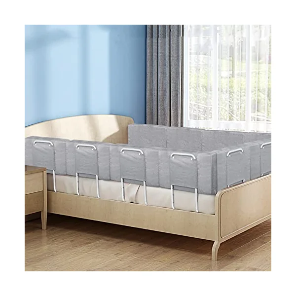 HENGMEI Bed Rail Bed Guard 60cm Children's Bed Rail Height Adjustable Fall Proof Bed Rail 40-60 cm Adjustable Steel Tube for Children's Beds, Parent's Beds, Grey