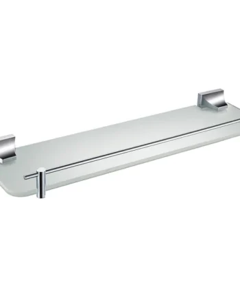 Heritage Chancery Gloss Polished Chrome effect Glass Wall-mounted Bathroom Shelf (D)12.8cm (H)5.5cm (L)12.8cm