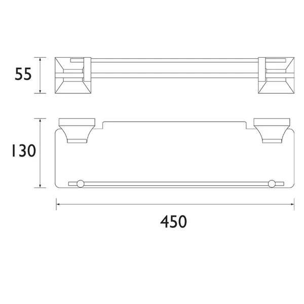 Heritage Chancery Gloss Polished Chrome effect Glass Wall-mounted Bathroom Shelf (D)12.8cm (H)5.5cm (L)12.8cm
