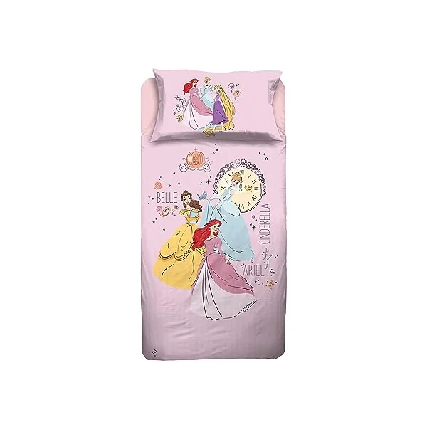 hermet PR01 100% Cotton Disney Princess Single Duvet Cover Set, Pink