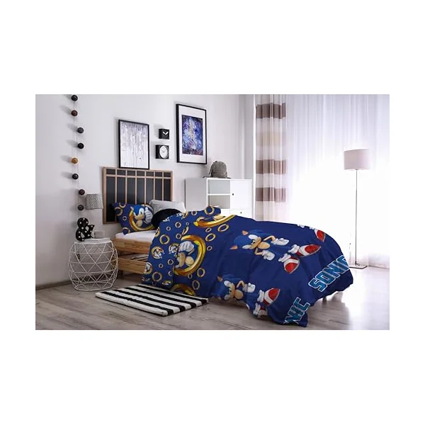 hermet Sonic Single Duvet Cover, Single Cotton, Duvet Cover Set with Pillowcase, 100% Cotton, Official Product