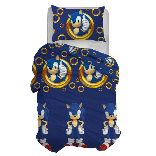 hermet Sonic Single Duvet Cover, Single Cotton, Duvet Cover Set with Pillowcase, 100% Cotton, Official Product
