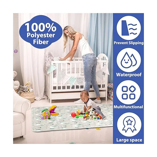 High Chair Splash Mat 43 Inch Waterproof Anti Slip Washable Spill Floor Mat Portable Reusable Baby Feeding Mat Mess Mat for Art Craft Painting Table Cloth Pet (Unicorn)