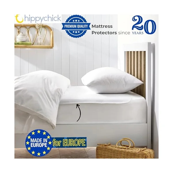 Hippychick Cotton Flat Waterproof Mattress Protector Single Bed Size 100 x 150 cm - Fully Waterproof Mattress Covers, Anti-Allergy, and Machine Washable For Premium Comfort And Ease